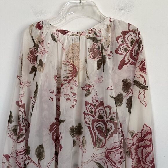 Lucky Brand Top 1X Plus Floral Sheer Boho Cottage Blouse Tiered Front V Neck NEW - Picture 7 of 11